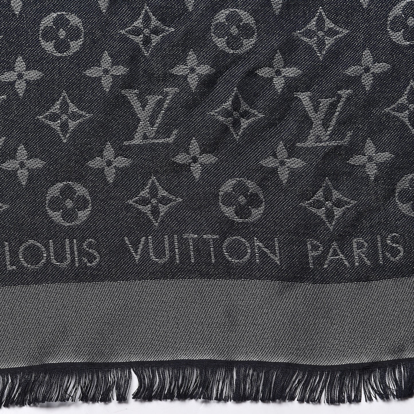 Silk Lurex Wool Monogram Shine Shawl Black