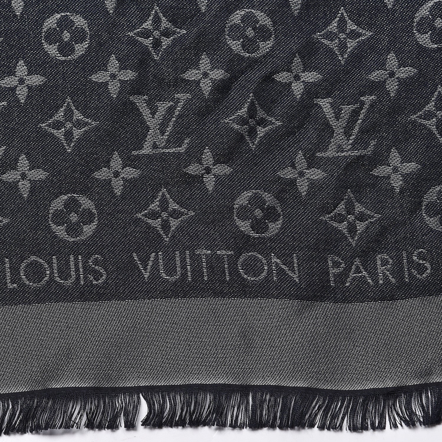 Louis Vuitton Silk Lurex Wool Monogram Shine Shawl Black 3 of 4