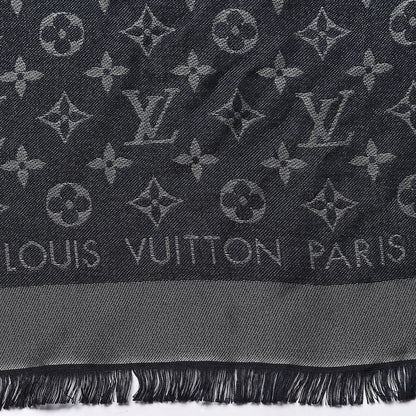 Louis Vuitton Silk Lurex Wool Monogram Shine Shawl Black 3 of 4