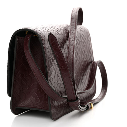 Burberry Calfskin Monogram Embossed TB Bag Oxblood 3 of 11