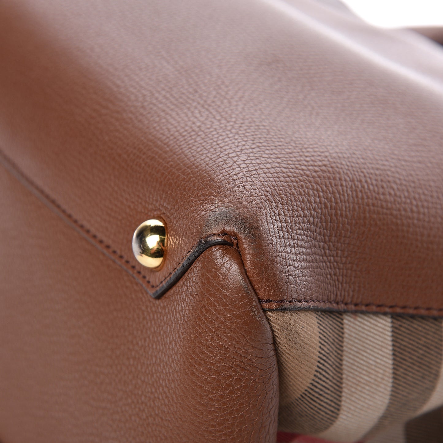 Grainy Calfskin House Check Medium Banner Tote Tan