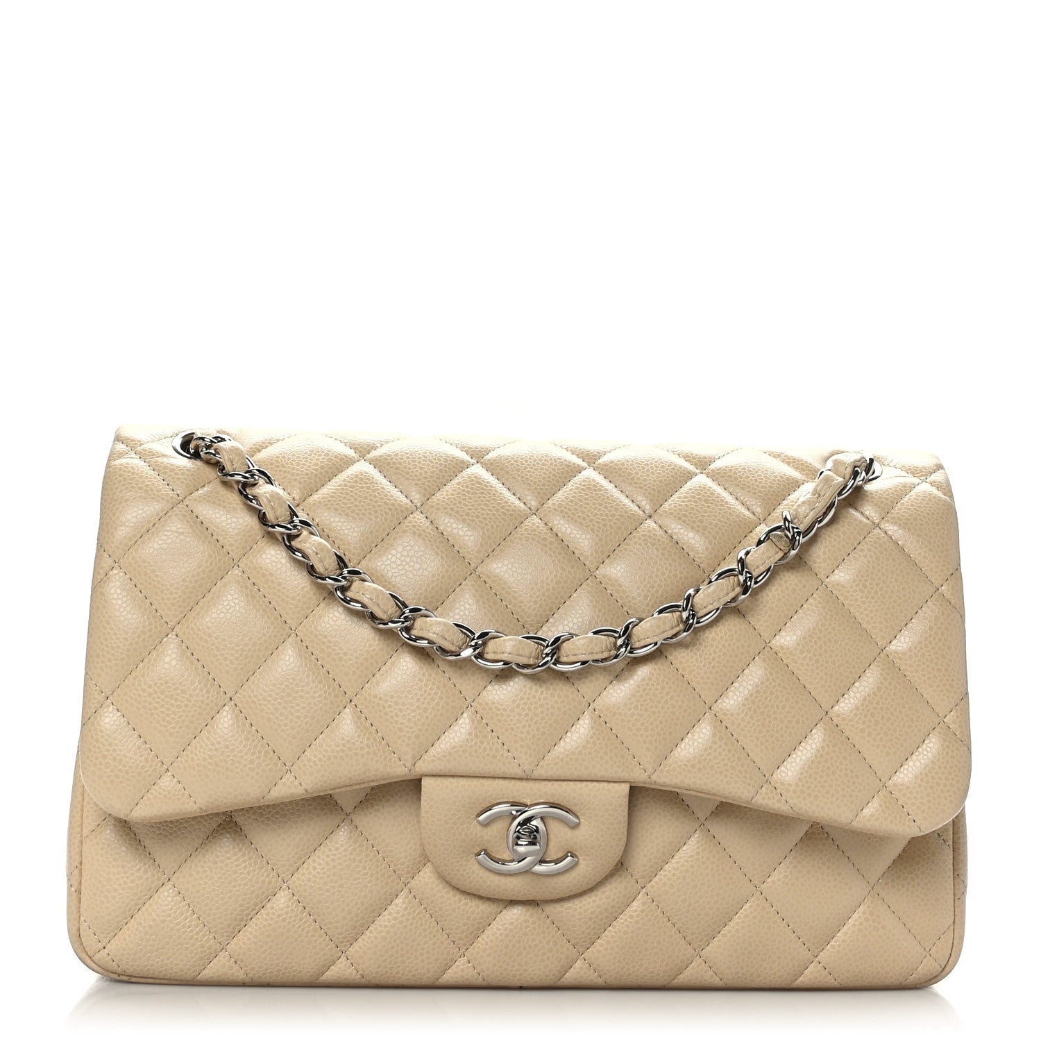 Chanel Caviar Quilted Jumbo Double Flap Beige 1 of 10