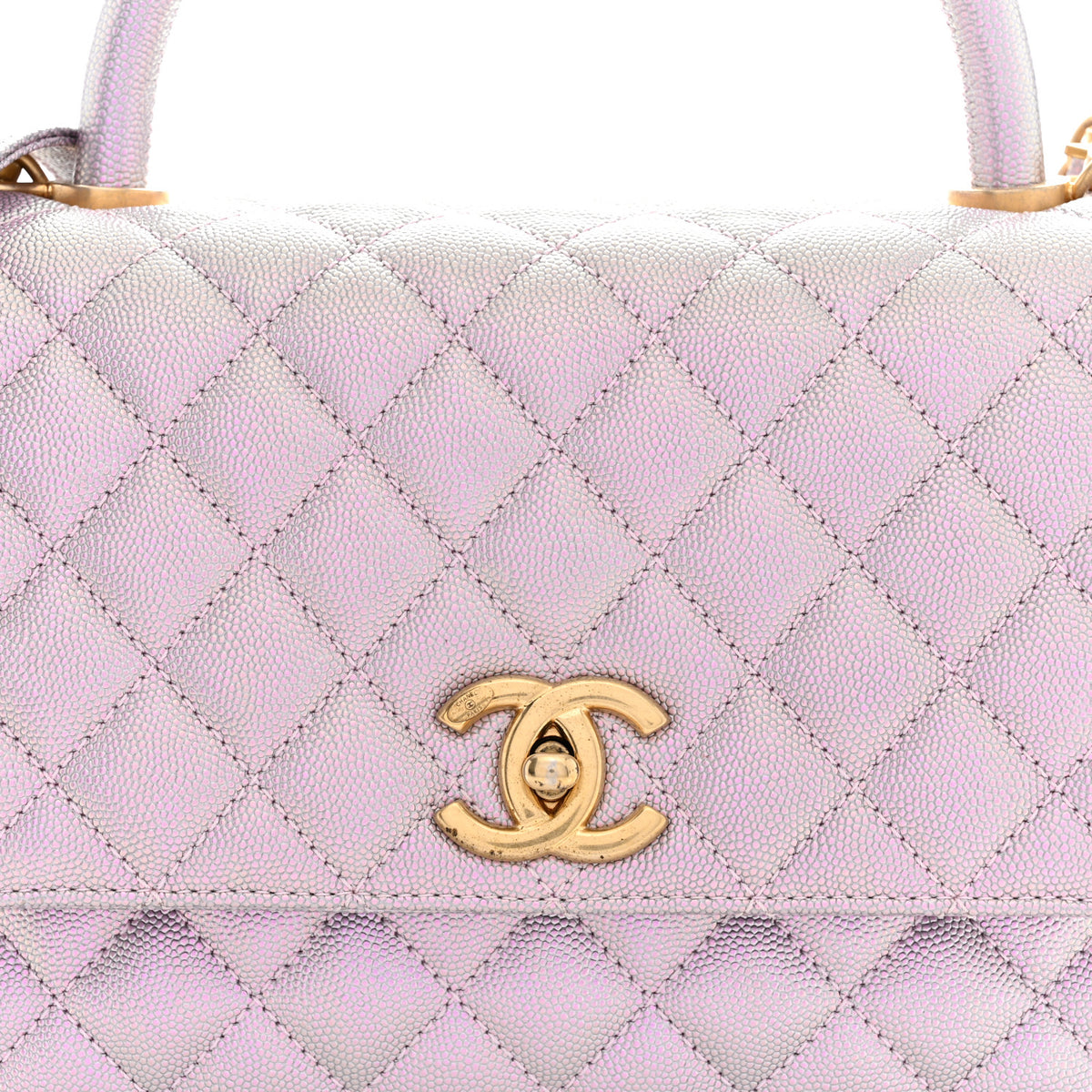 Metallic Caviar Quilted Small Coco Handle Flap Light Pink