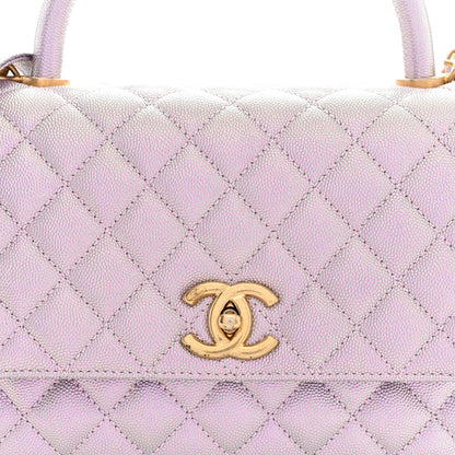 Chanel Metallic Caviar Quilted Small Coco Handle Flap Light Pink 8 of 11