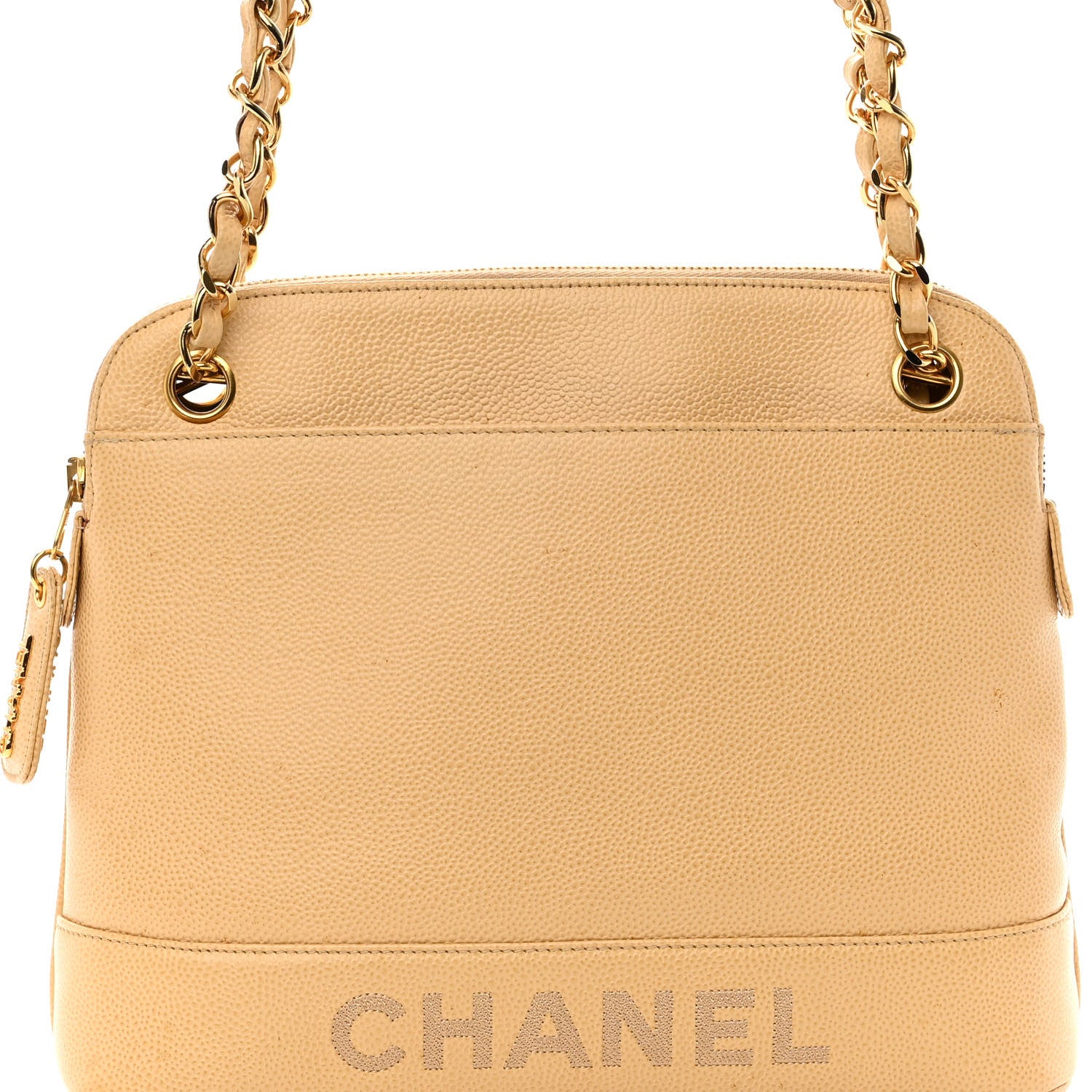 Chanel Caviar Logo Shoulder Bag Beige 8 of 13