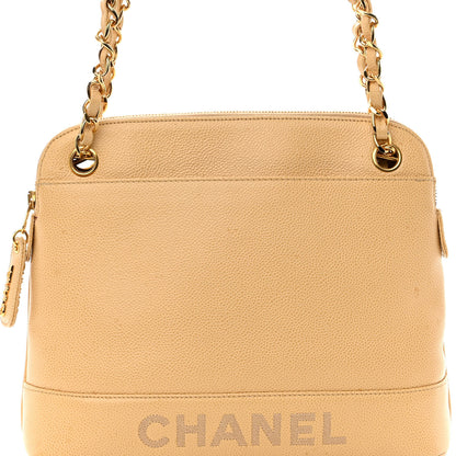 Chanel Caviar Logo Shoulder Bag Beige 8 of 13