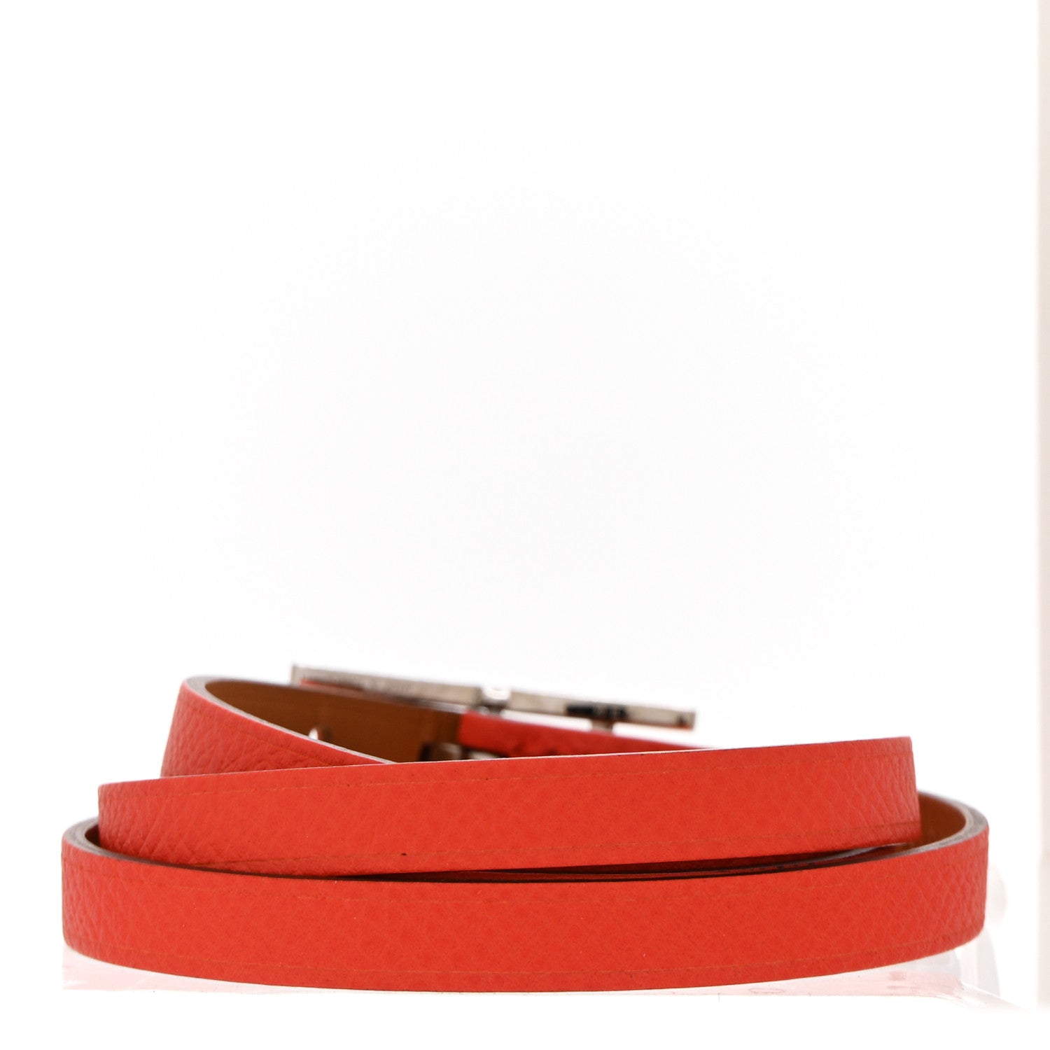 Hermes Epsom Hapi 3 MM Triple Tour Wrap Bracelet M Orange Poppy 3 of 7