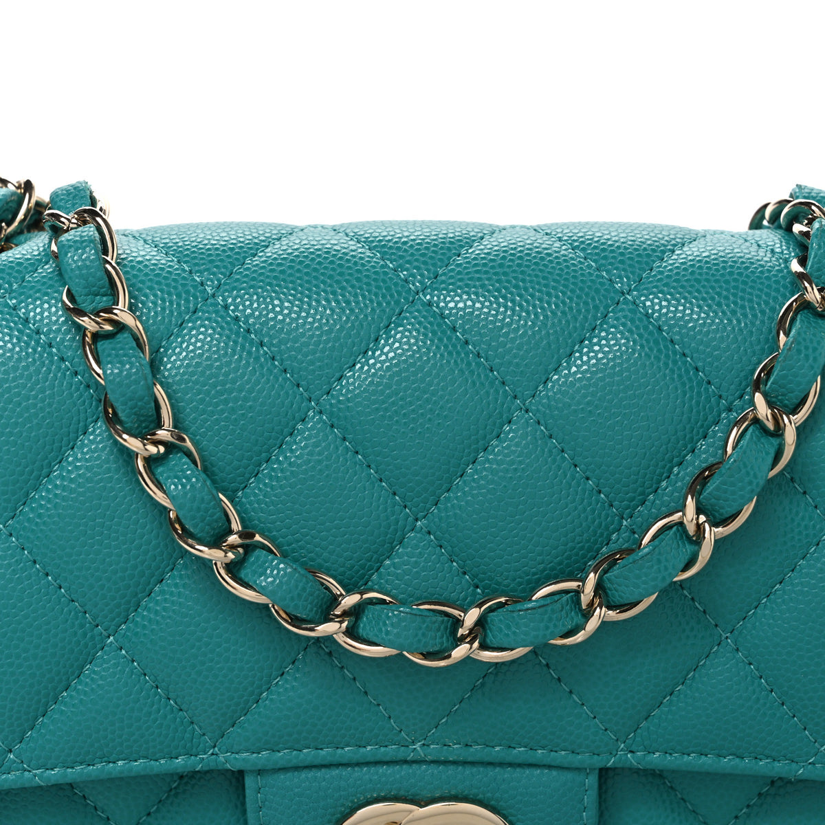 Caviar Quilted Mini Rectangular Flap Blue