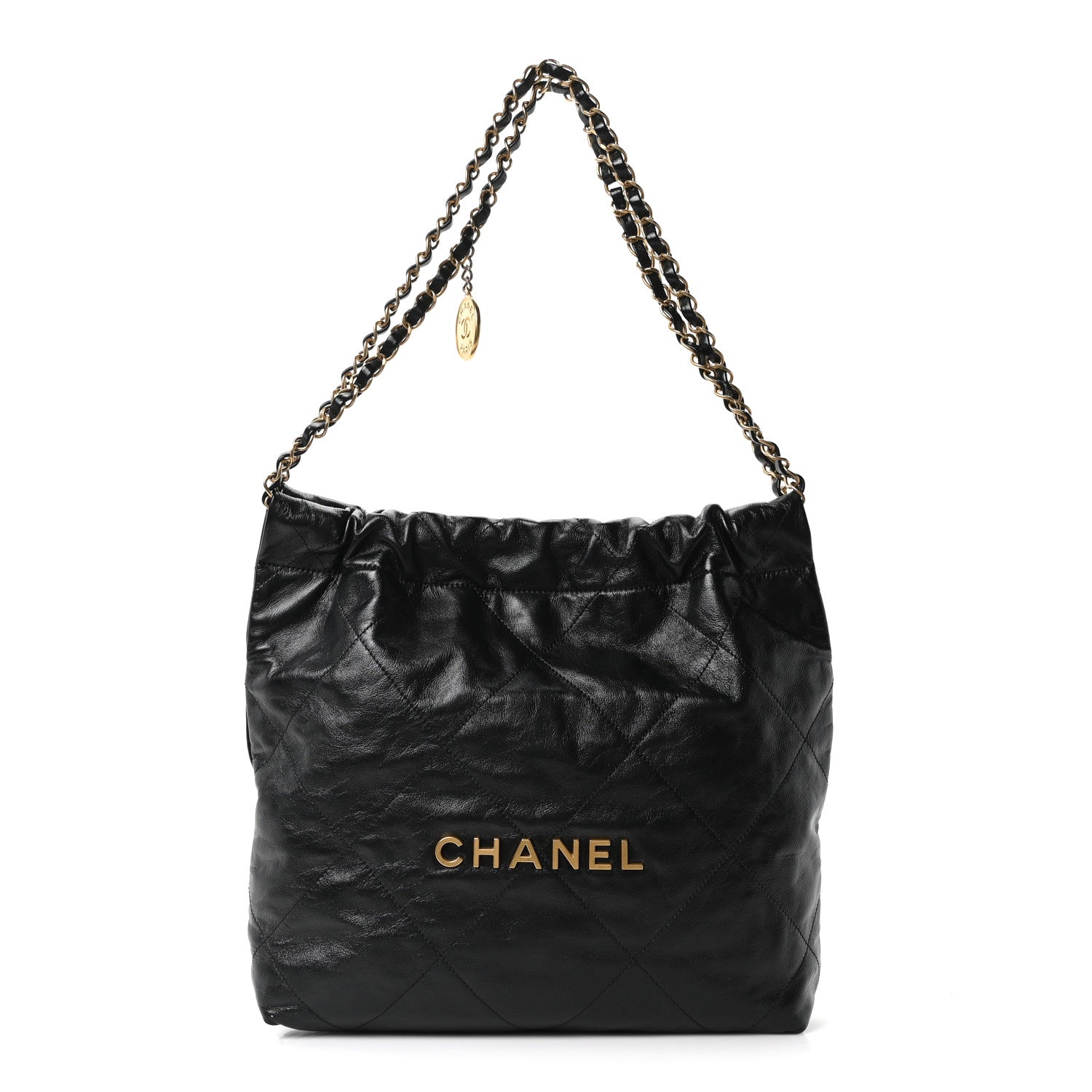 Chanel Shiny Calfskin Quilted Small Chanel 22 Black 1 of 11