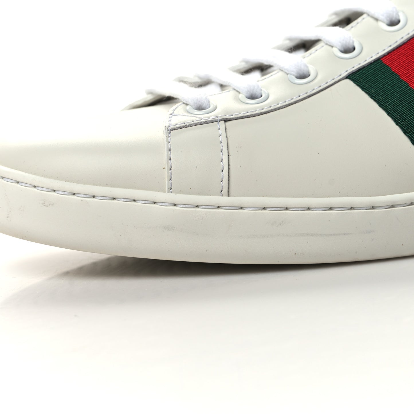 Calfskin Crocodile Web Womens Ace Sneakers 41 White Green