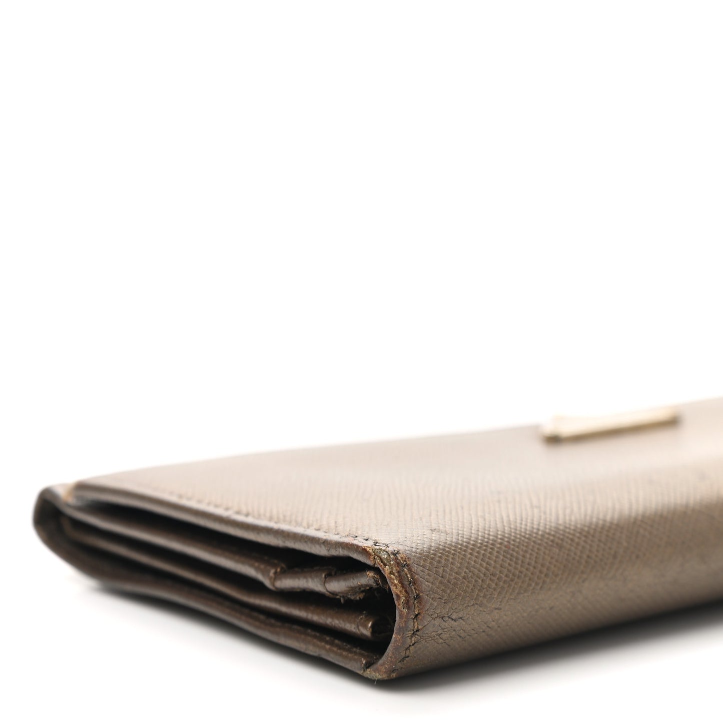Metallic Saffiano Continental Flap Wallet Bronze