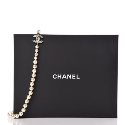 Chanel Pearl Baguette Crystal Long CC Necklace Gold 5 of 5