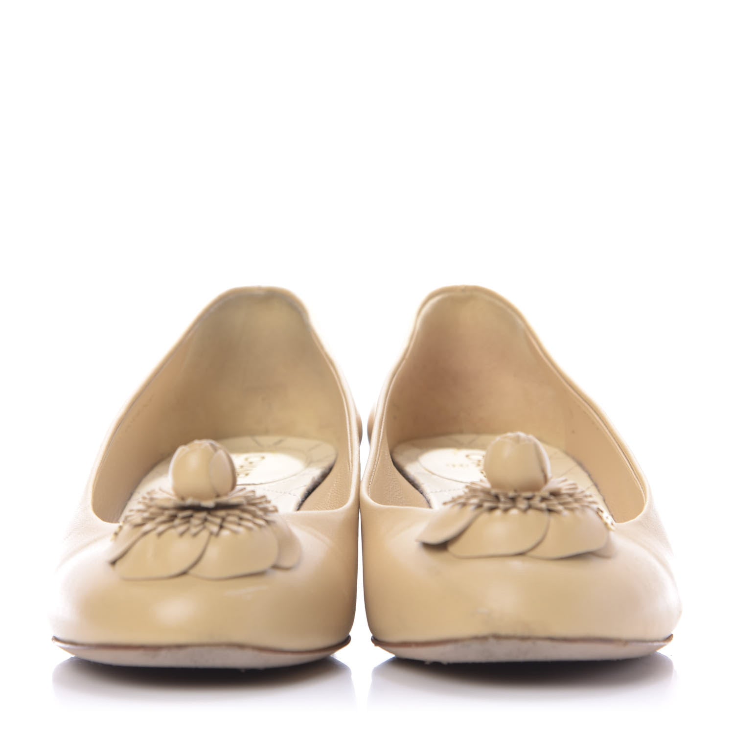 Chanel Lambskin Camellia Pumps 38 Beige 2 of 14