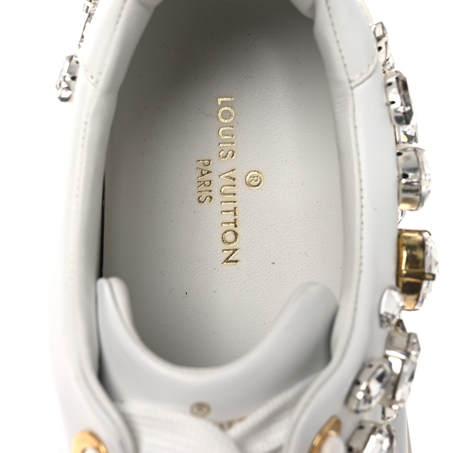 Louis Vuitton Lambskin Swarovski Crystal Monogram Time Out Sneakers 40 White 9 of 10