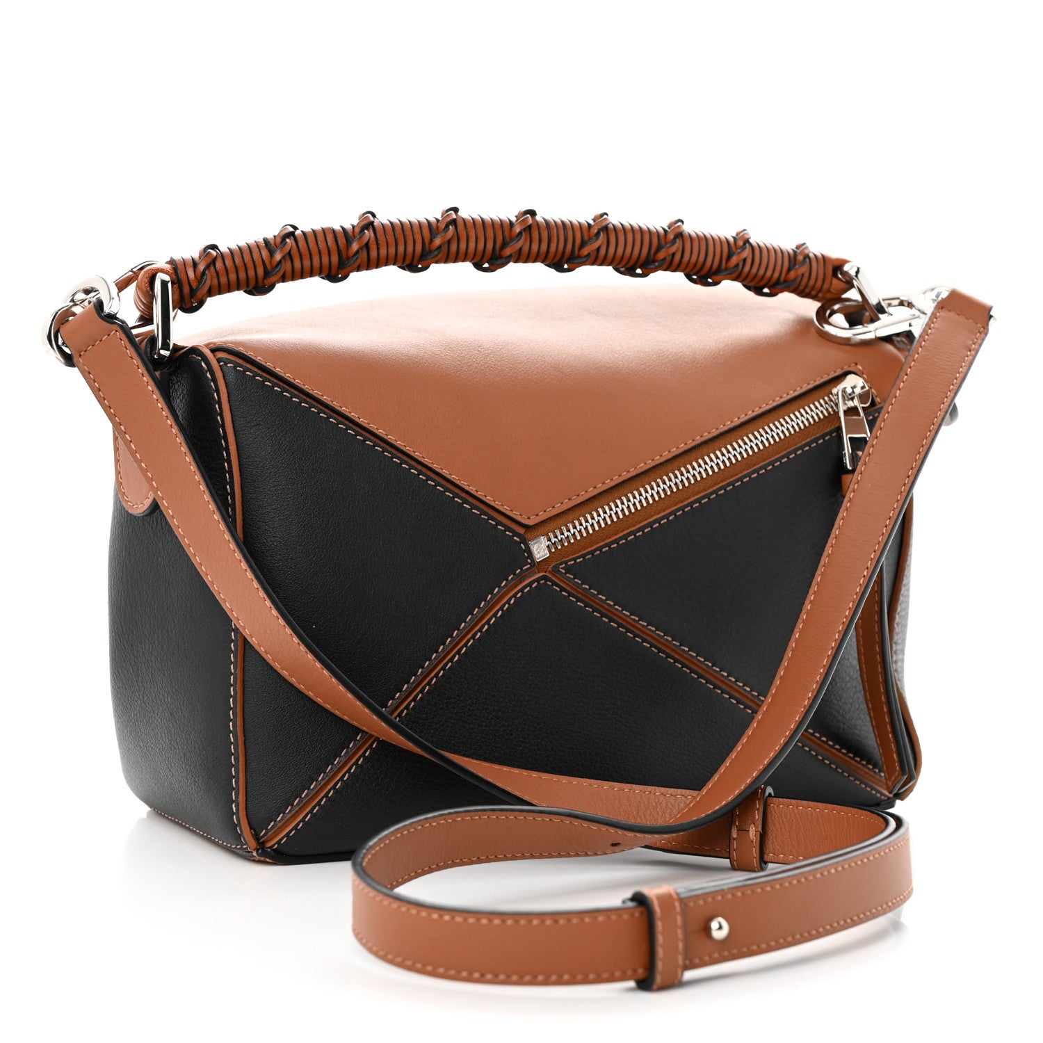 Loewe Calfskin Small Craft Puzzle Bag Tan Black 3 of 11