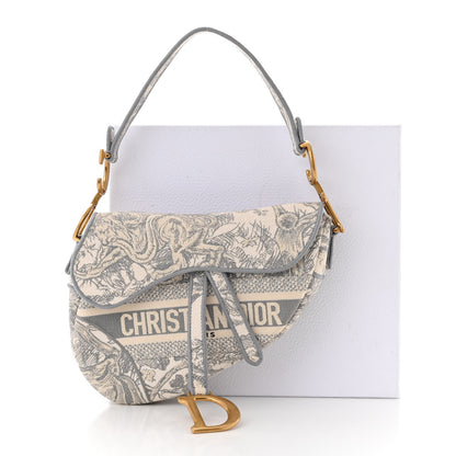 Christian Dior Canvas Embroidered Toile de Jouy Saddle Bag Gray 11 of 11