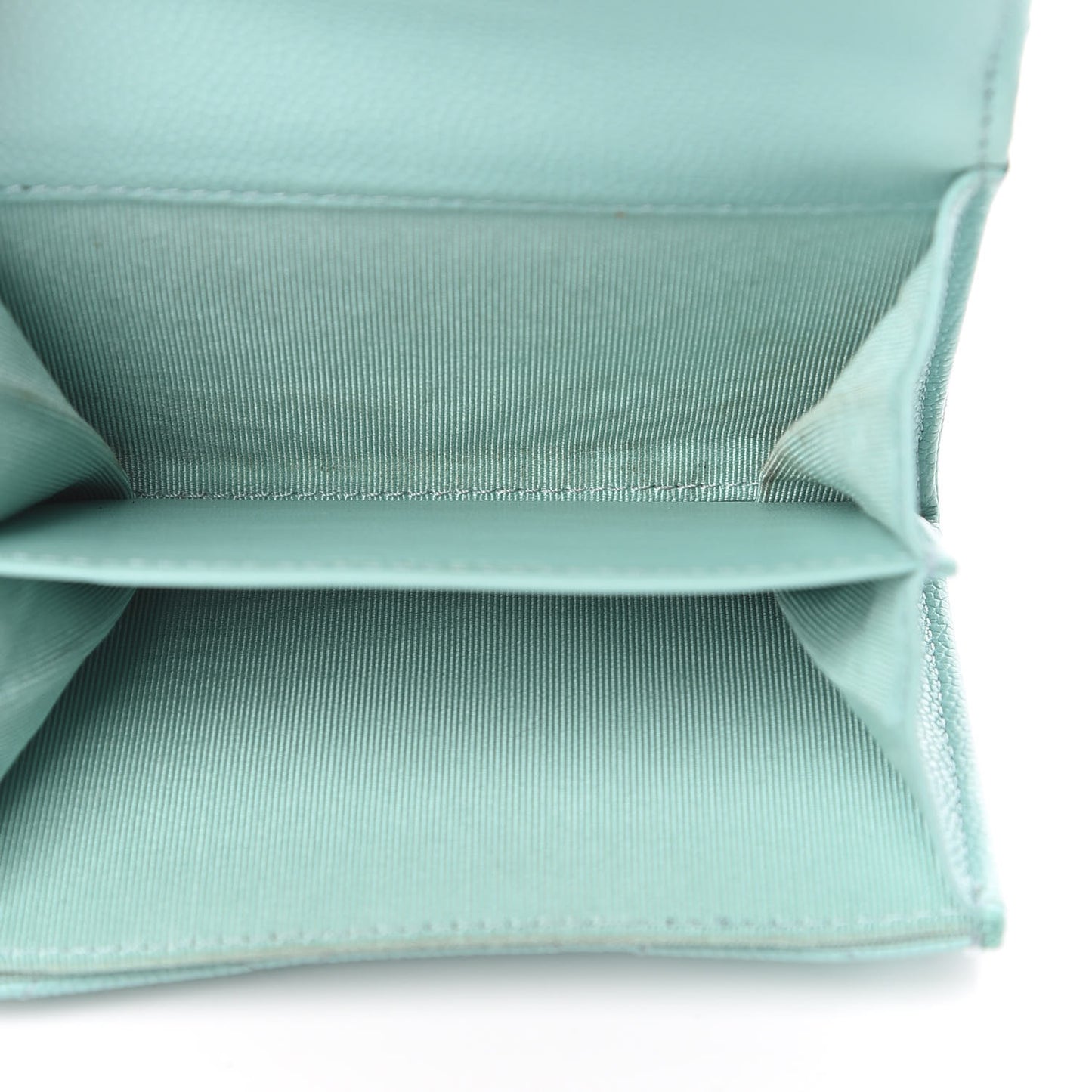 Caviar Quilted Flap Card Holder Wallet Light Blue