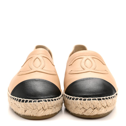 Chanel Lambskin CC Espadrilles 39 Beige Black 3 of 10