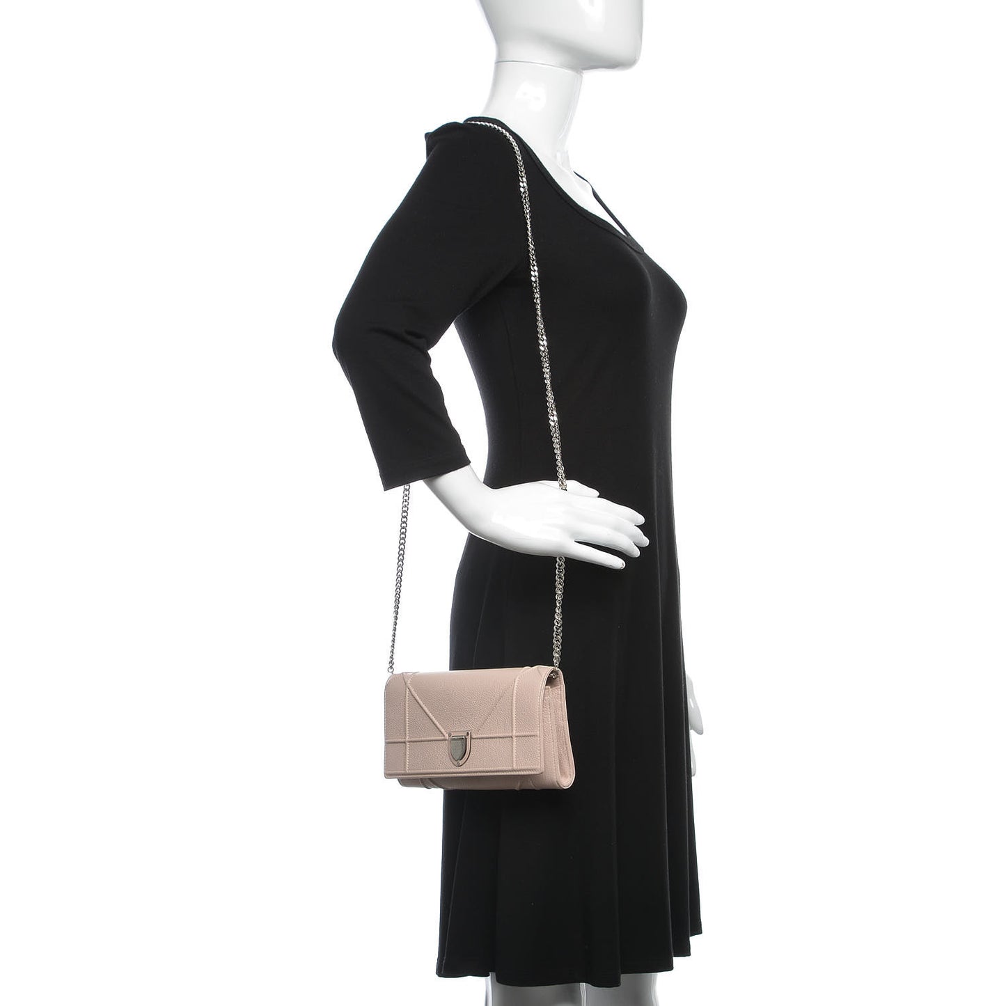 Grained Calfskin Diorama Croisiere Chain Wallet Rose Poudre