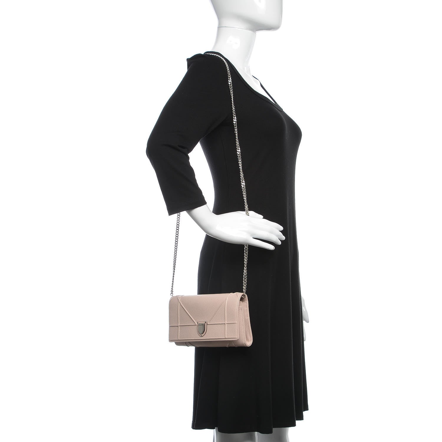 Christian Dior Grained Calfskin Diorama Croisiere Chain Wallet Rose Poudre 1 of 12