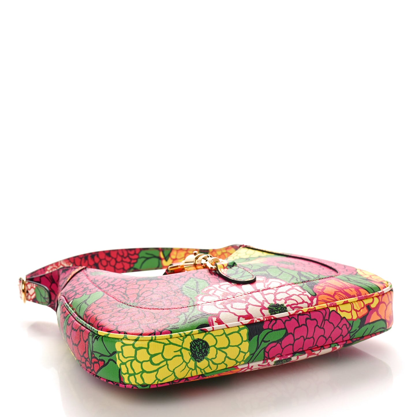 X KEN SCOTT Textured Calfskin Pomponica Print Small Jackie 1961 Hobo Multicolor Fuxia Pompon