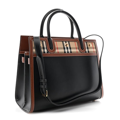 Burberry Calfskin Vintage Check Small Two Handle Title Bag  Black 2 of 9