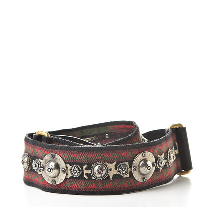 Christian Dior Canvas Embroidered Studded Bohemian Shoulder Strap Red 2 of 5