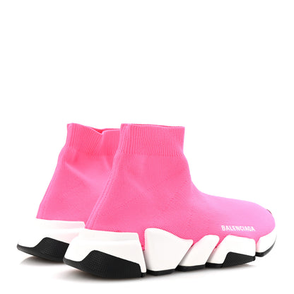 Balenciaga Neoprene Knit Womens Speed Sneakers 38 Pink White 5 of 9