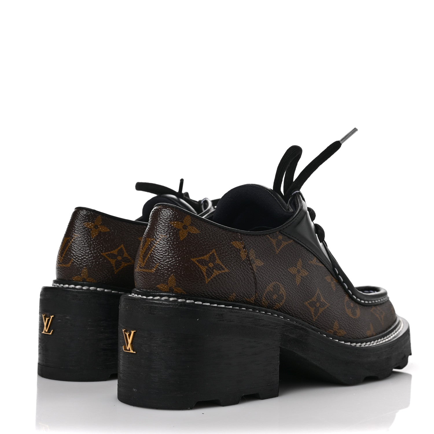 Louis Vuitton Monogram Calfskin Beaubourg Platform Derby Shoes 39 Brown 4 of 11