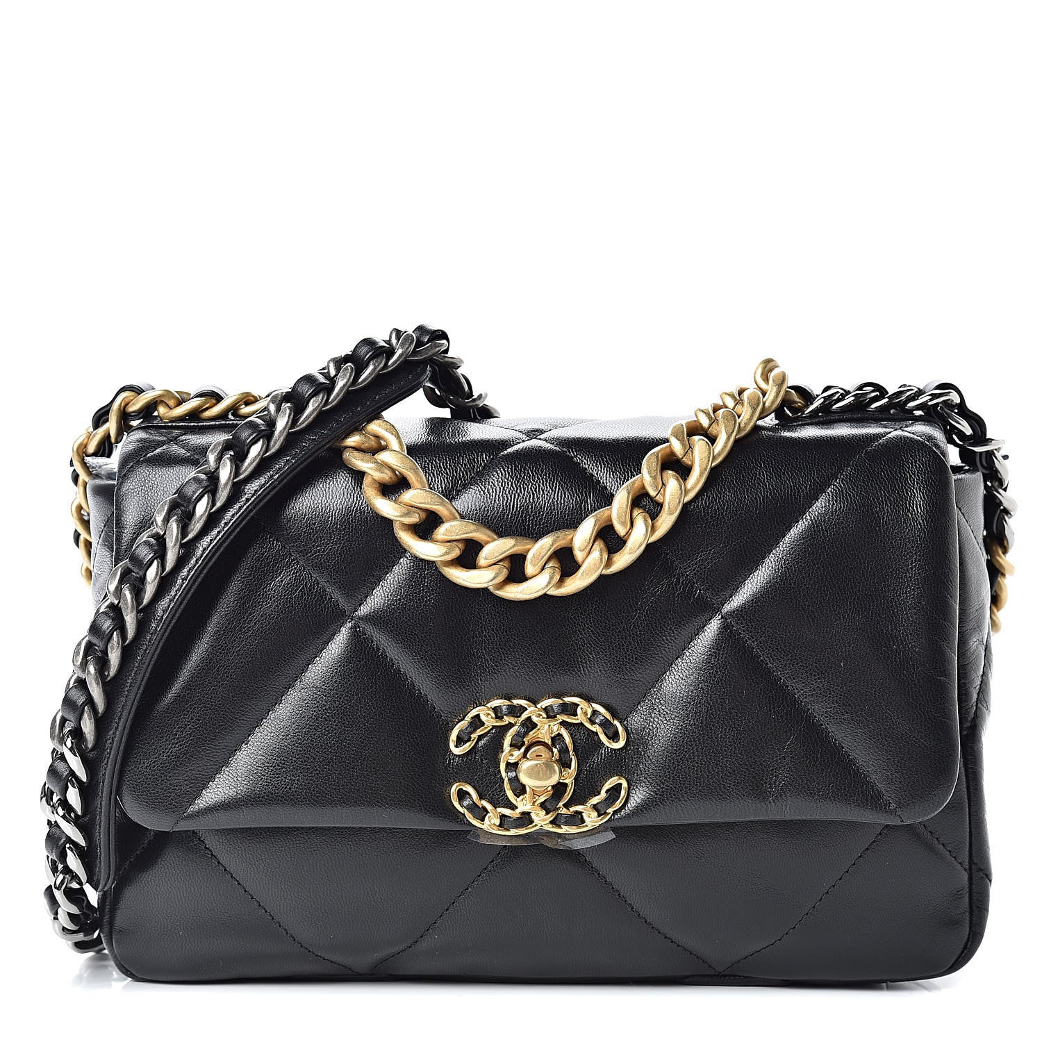 Chanel Lambskin Quilted Medium 19 Flap Black 1 of 11