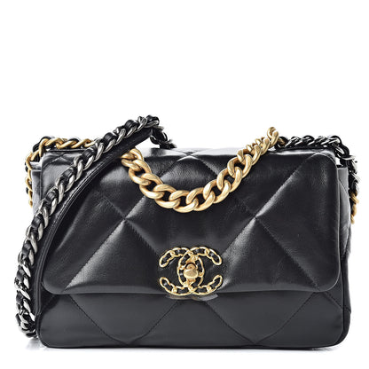 Chanel Lambskin Quilted Medium 19 Flap Black 1 of 11