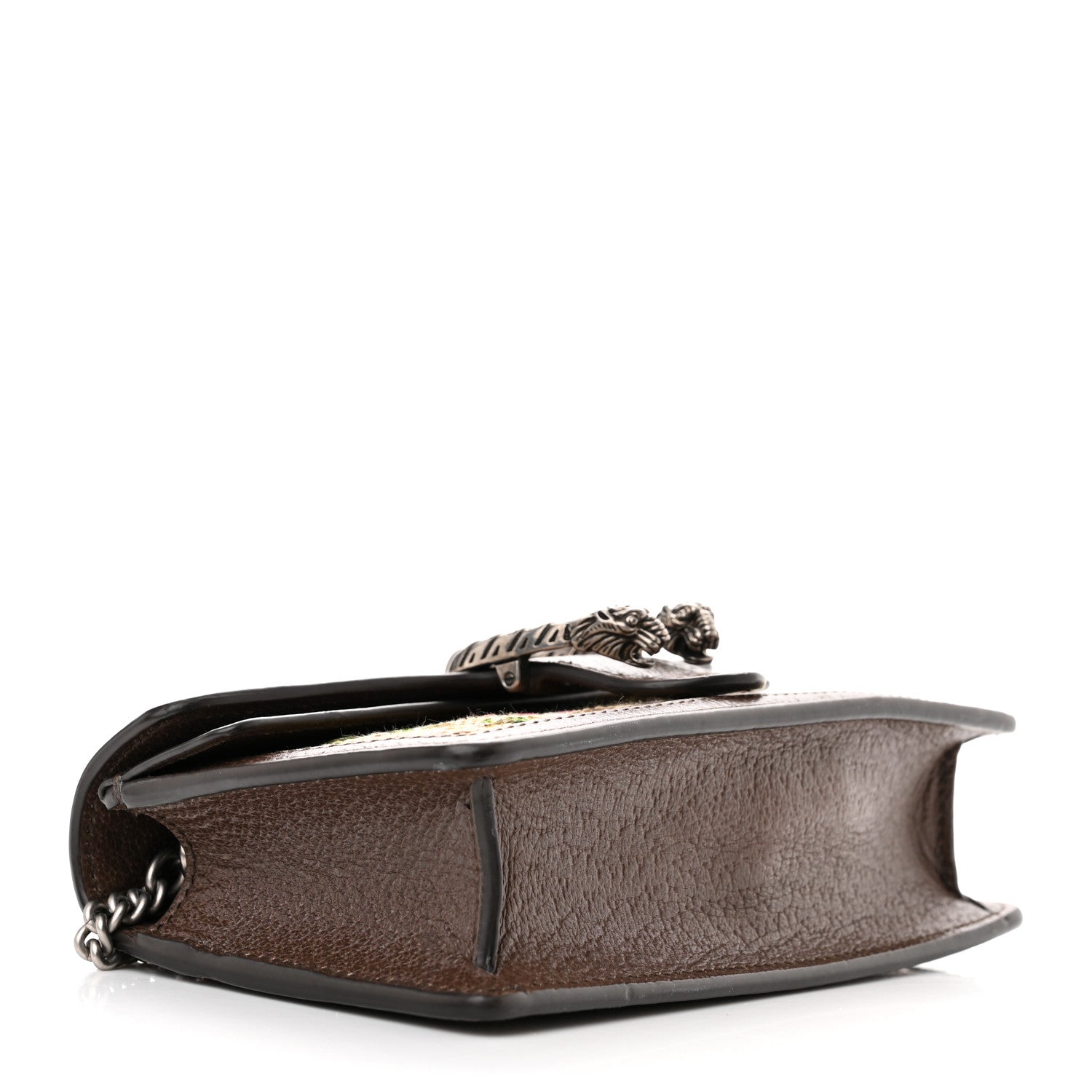 Gucci Monogram Jumbo GG Textured Dollar Calfskin Embroidered Super Mini Dionysus Shoulder Bag Camel Ebony New Acero Multicolor 4 of 9