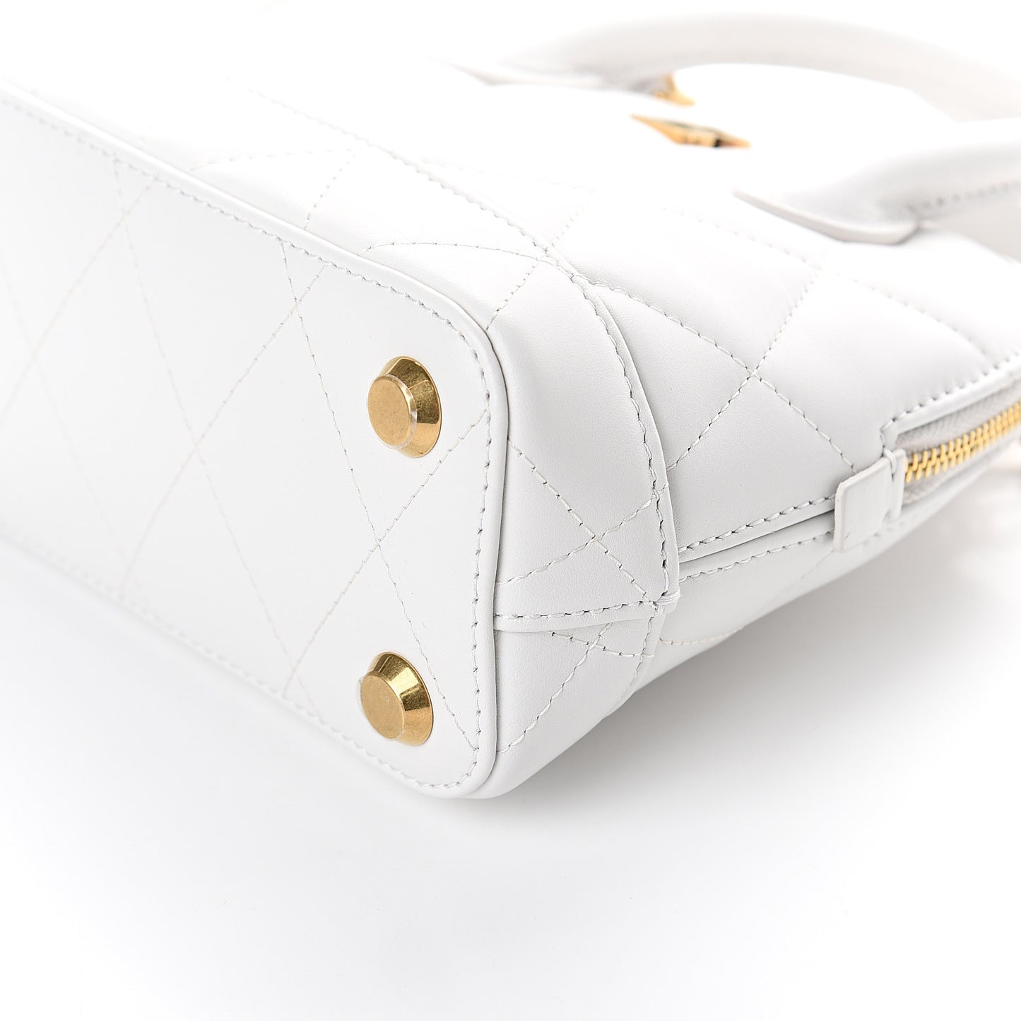 Nappa Calfskin Quilted XXS Ville Top Handle Bag White