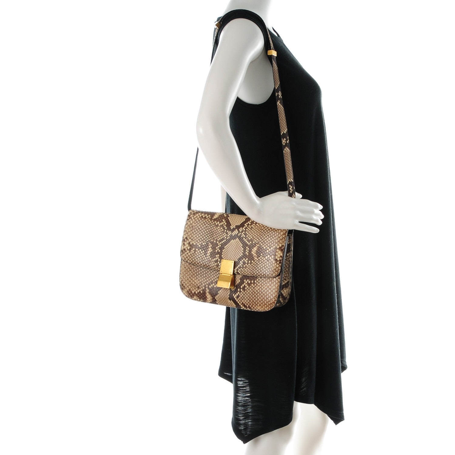 Celine Python Medium Classic Box Flap Bag Natural 2 of 7