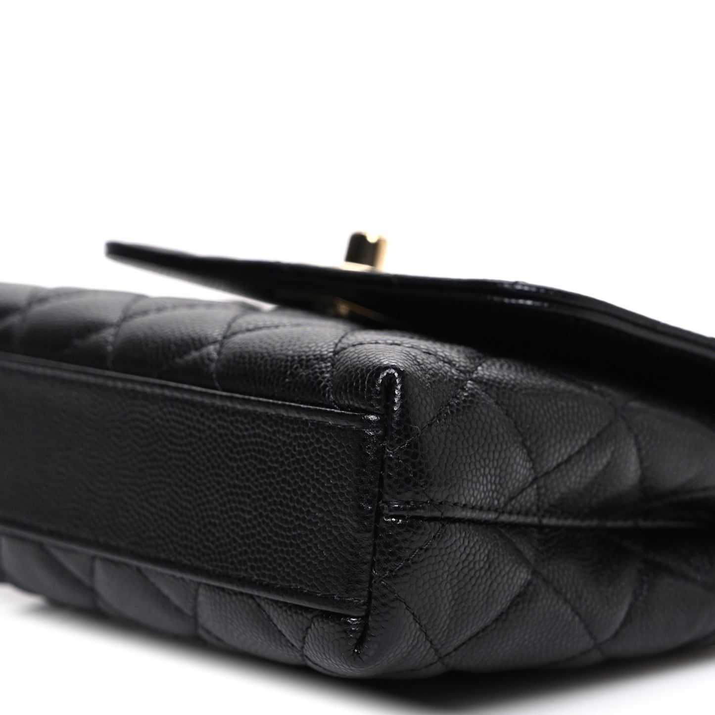 Caviar Quilted Coco Handle Clutch With Chain Black