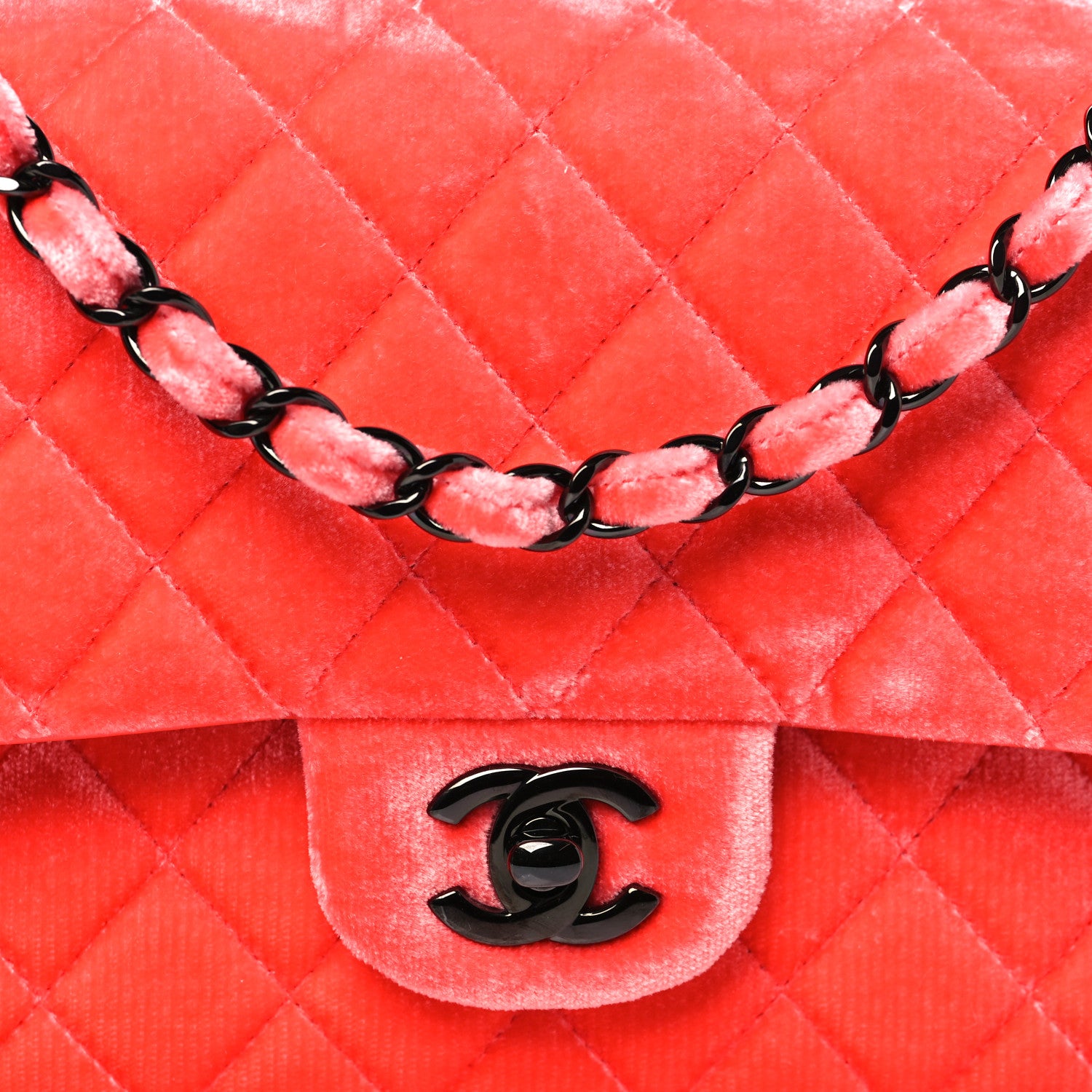 Chanel Velvet Quilted Medium Double Flap Coral 8 of 12