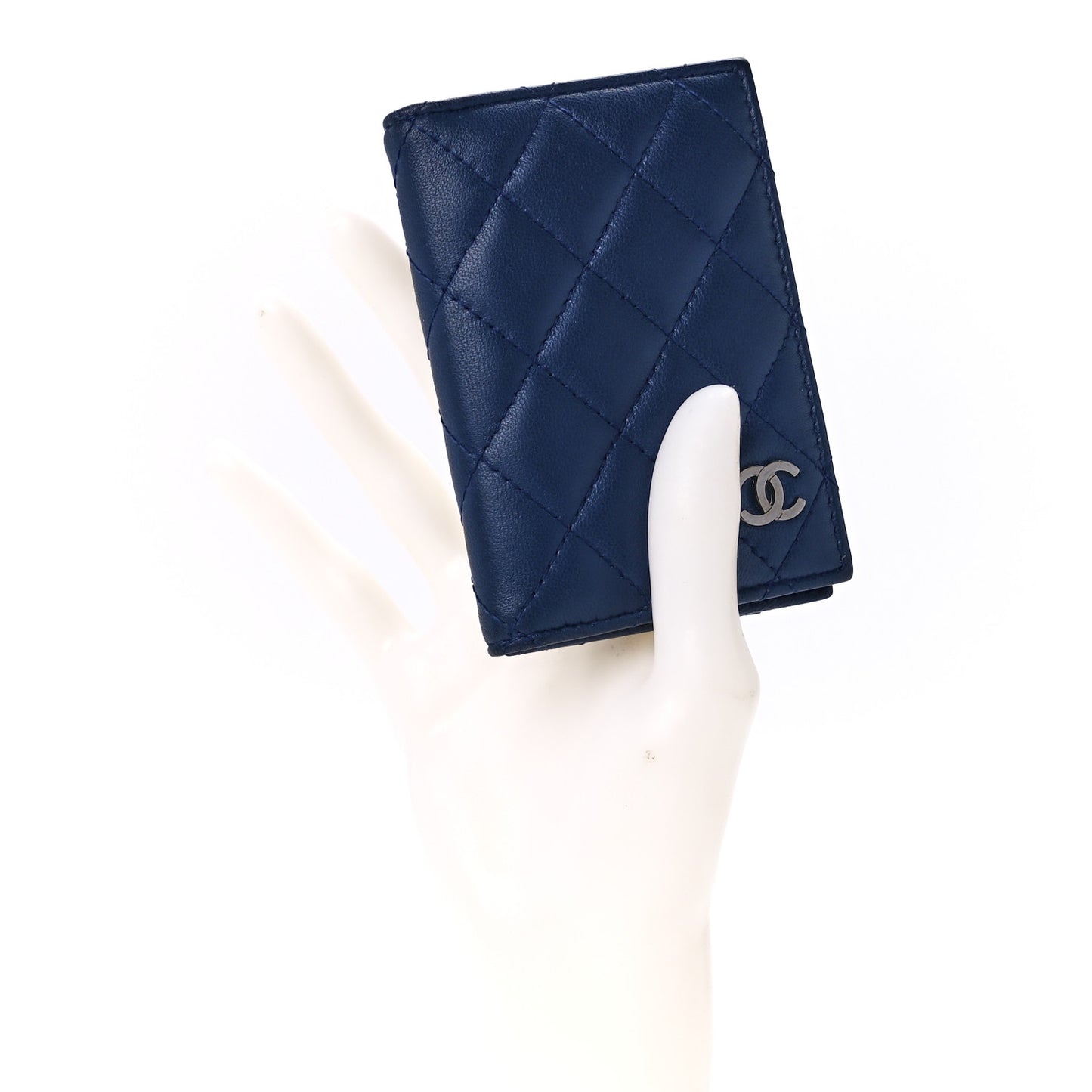 Lambskin Quilted CC Card Holder Wallet Blue