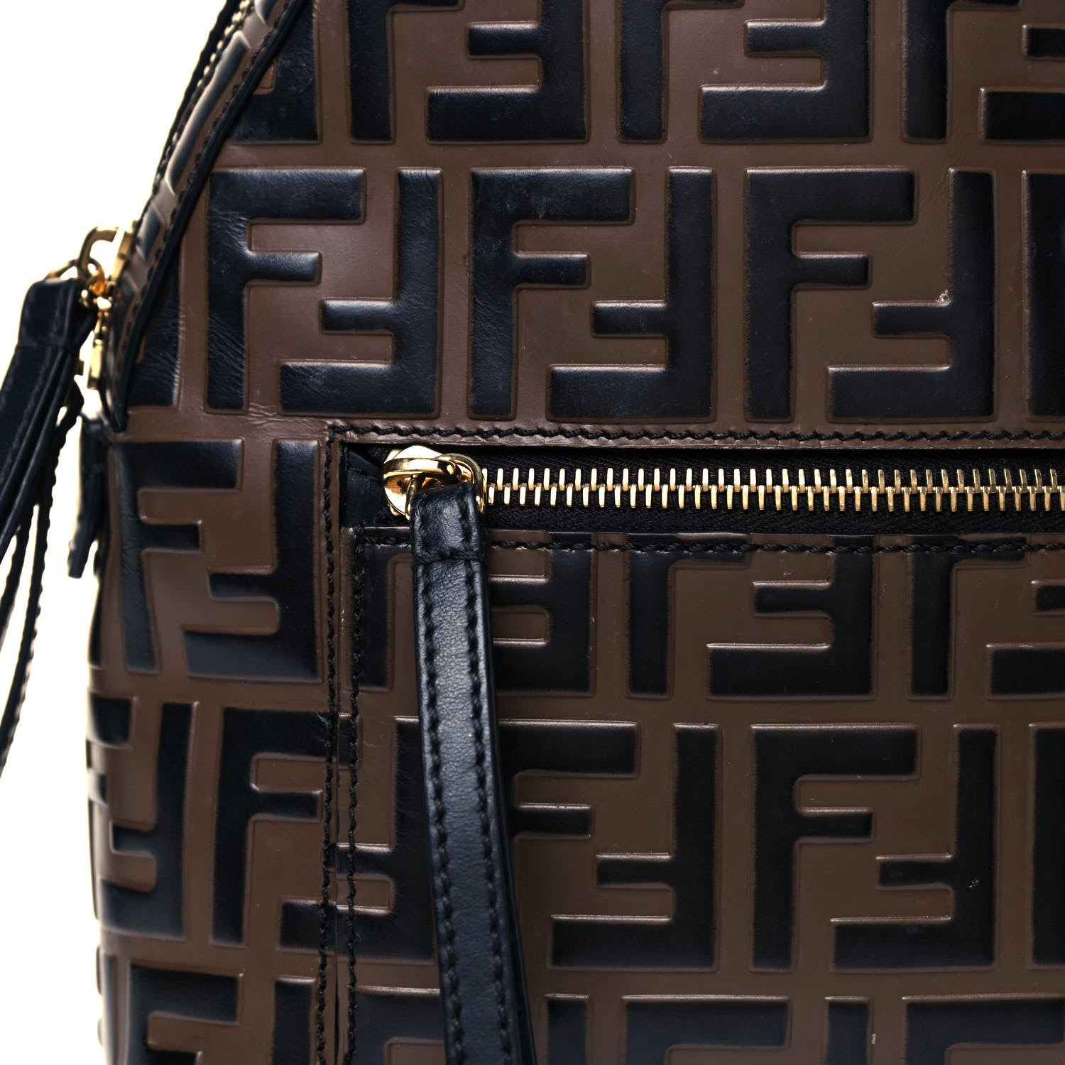 Fendi Vitello Bi-Color FF 1974 Embossed Mini Backpack Maya Black 7 of 12