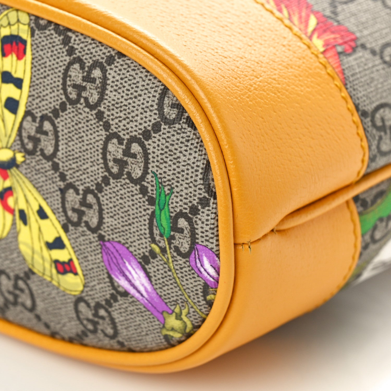 Gucci GG Supreme Monogram Flora Small Ophidia Bucket Bag Beige Multicolor Crop 10 of 11