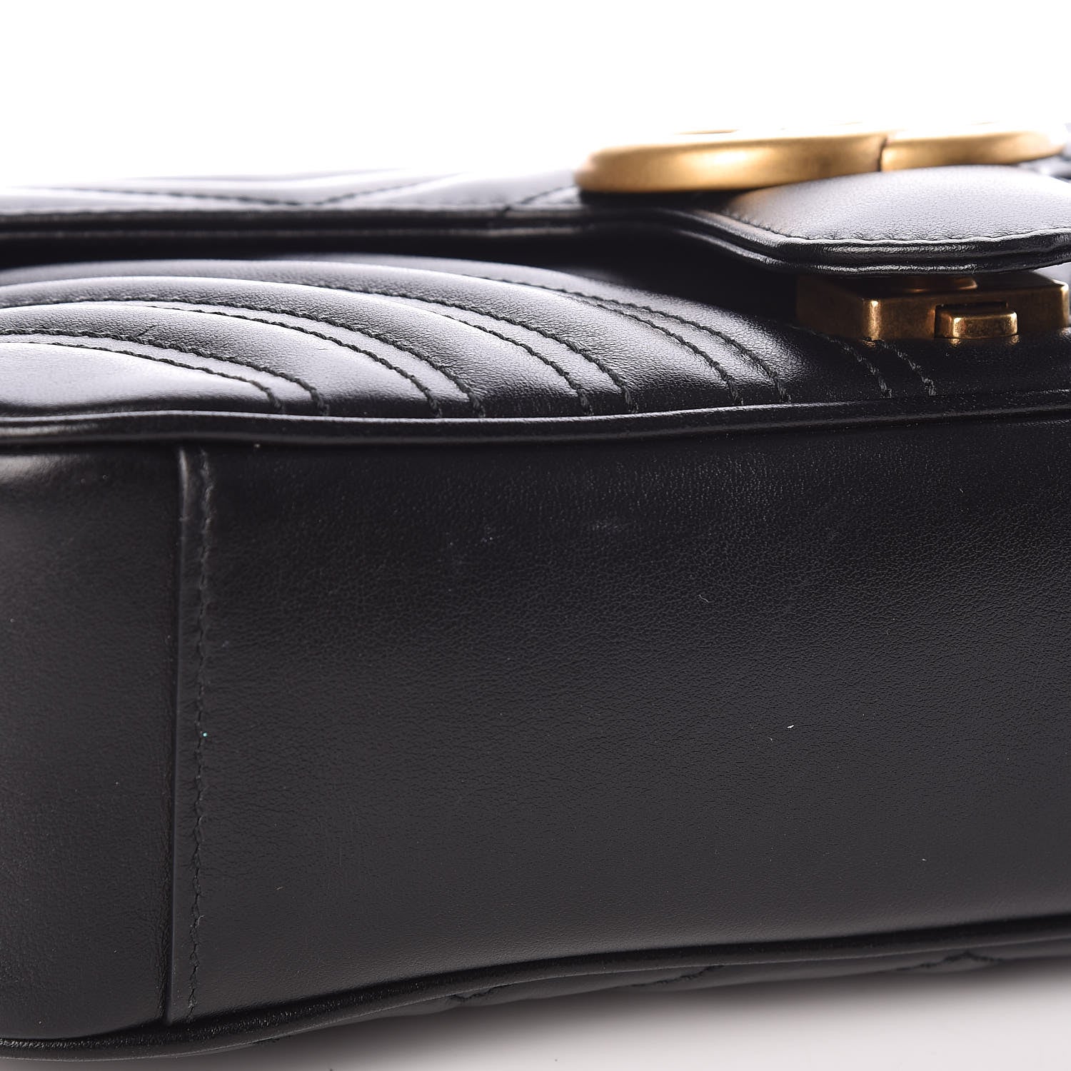 Gucci Calfskin Matelasse Small GG Marmont Shoulder Bag Black 9 of 11
