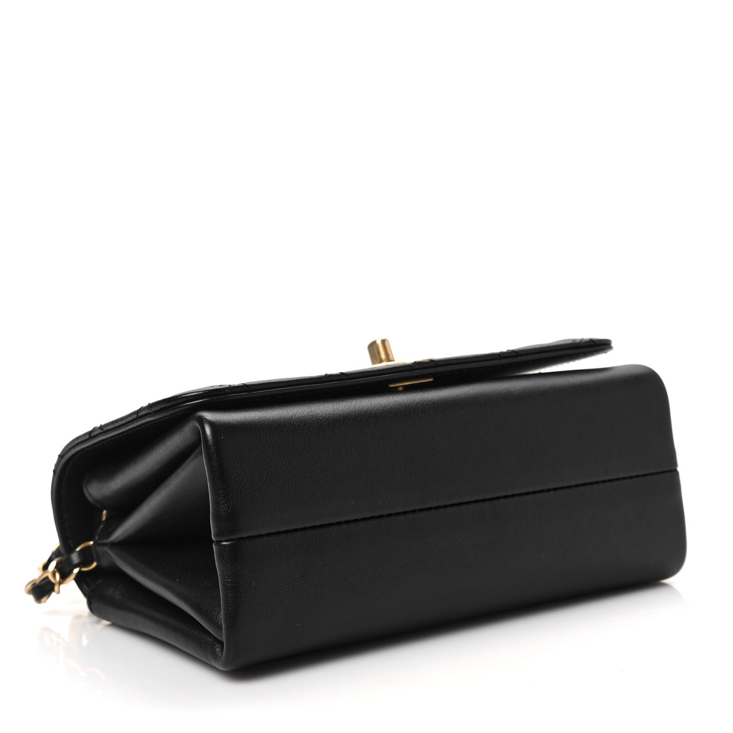 Calfskin Quilted Pearl Jewel Chain Flap Black