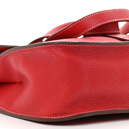 Hermes Taurillon Clemence Verso Halzan 31 GM Rouge Casaque Vermillion 9 of 11