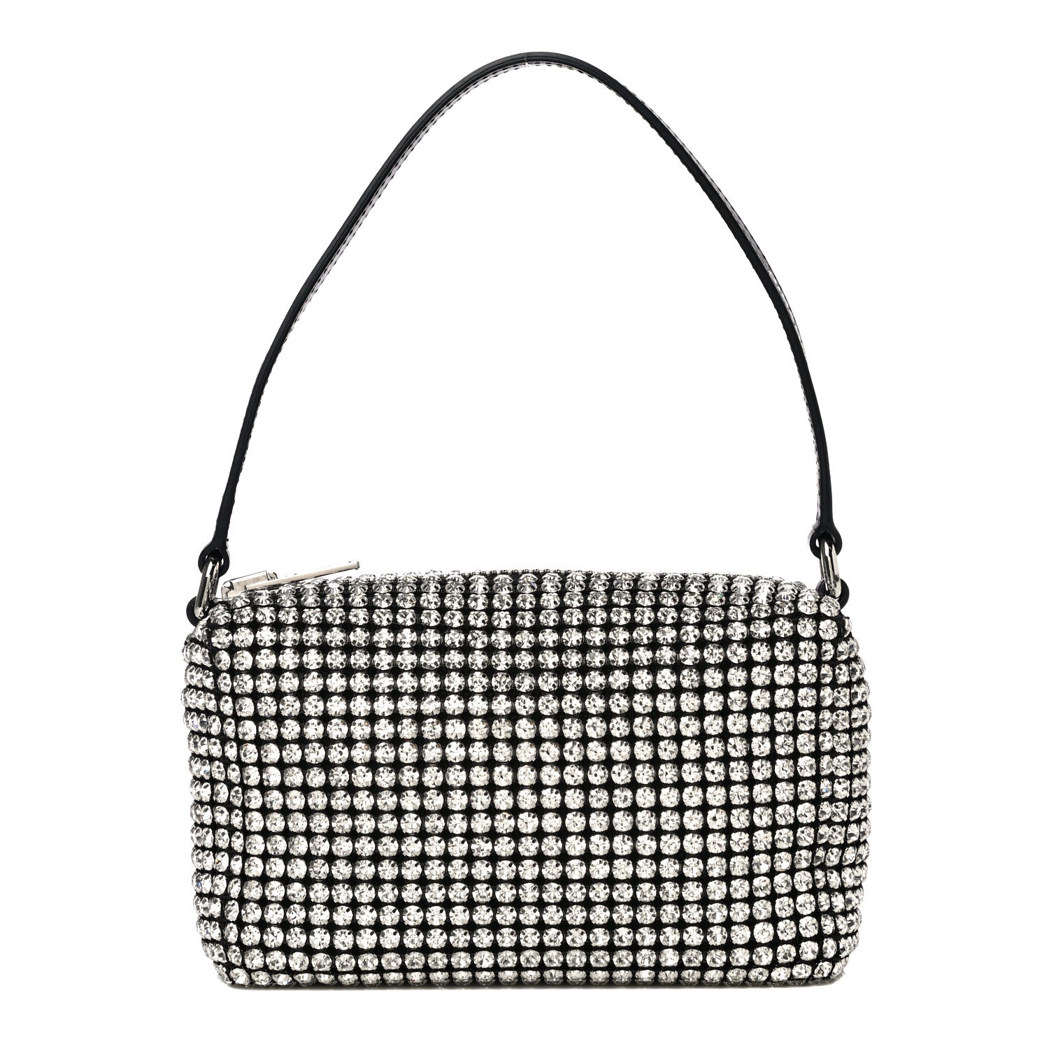 Alexander Wang Mesh Crystal Rhinestone Mini Heiress Pouch Black Silver 1 of 10