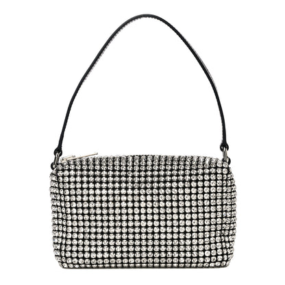 Alexander Wang Mesh Crystal Rhinestone Mini Heiress Pouch Black Silver 1 of 10