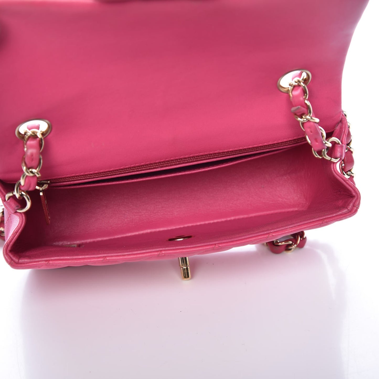 Lambskin Quilted Mini Rectangular Flap Dark Pink