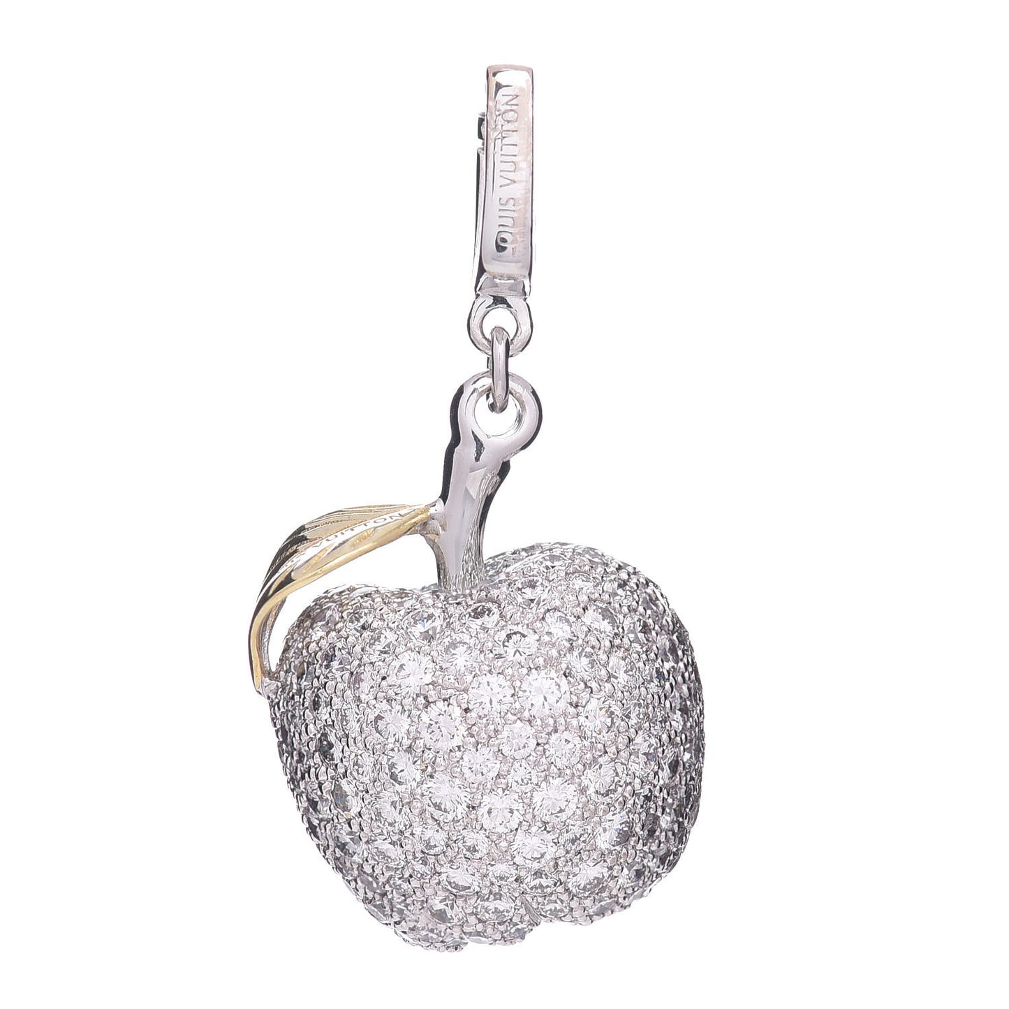 18K White Yellow Gold Diamond Big Apple Charm Pendant