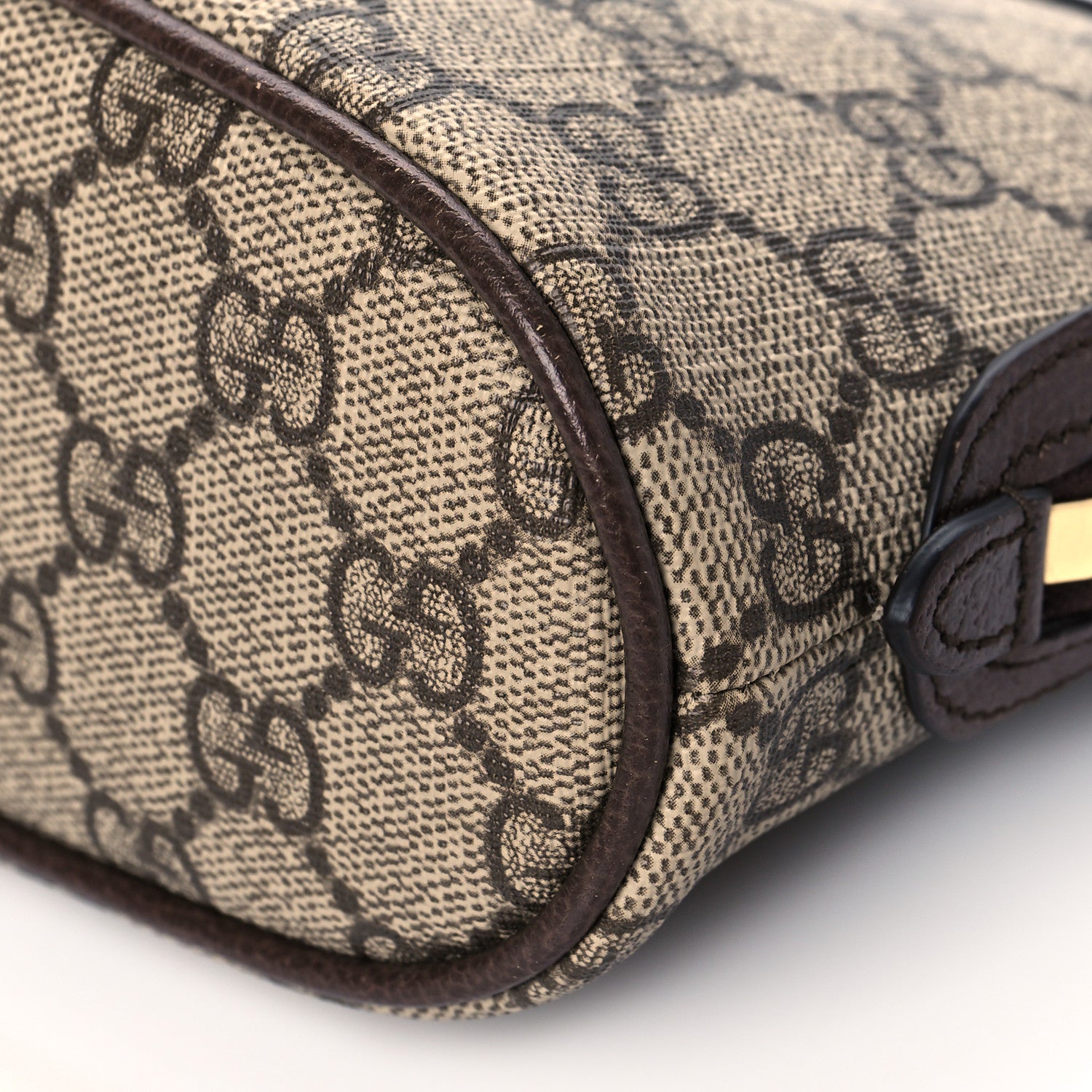 Gucci GG Supreme Monogram Textured Calfskin Web Large Ophidia Cosmetic Case Beige Ebony New Acero 9 of 9