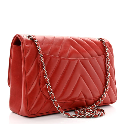 Chanel Lambskin Chevron Jumbo Leo Lion Flap Dark Red 3 of 10