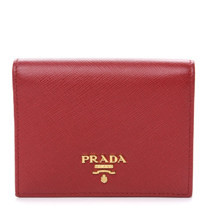 Prada Saffiano Metal Bi-Fold Wallet Fuoco 1 of 8