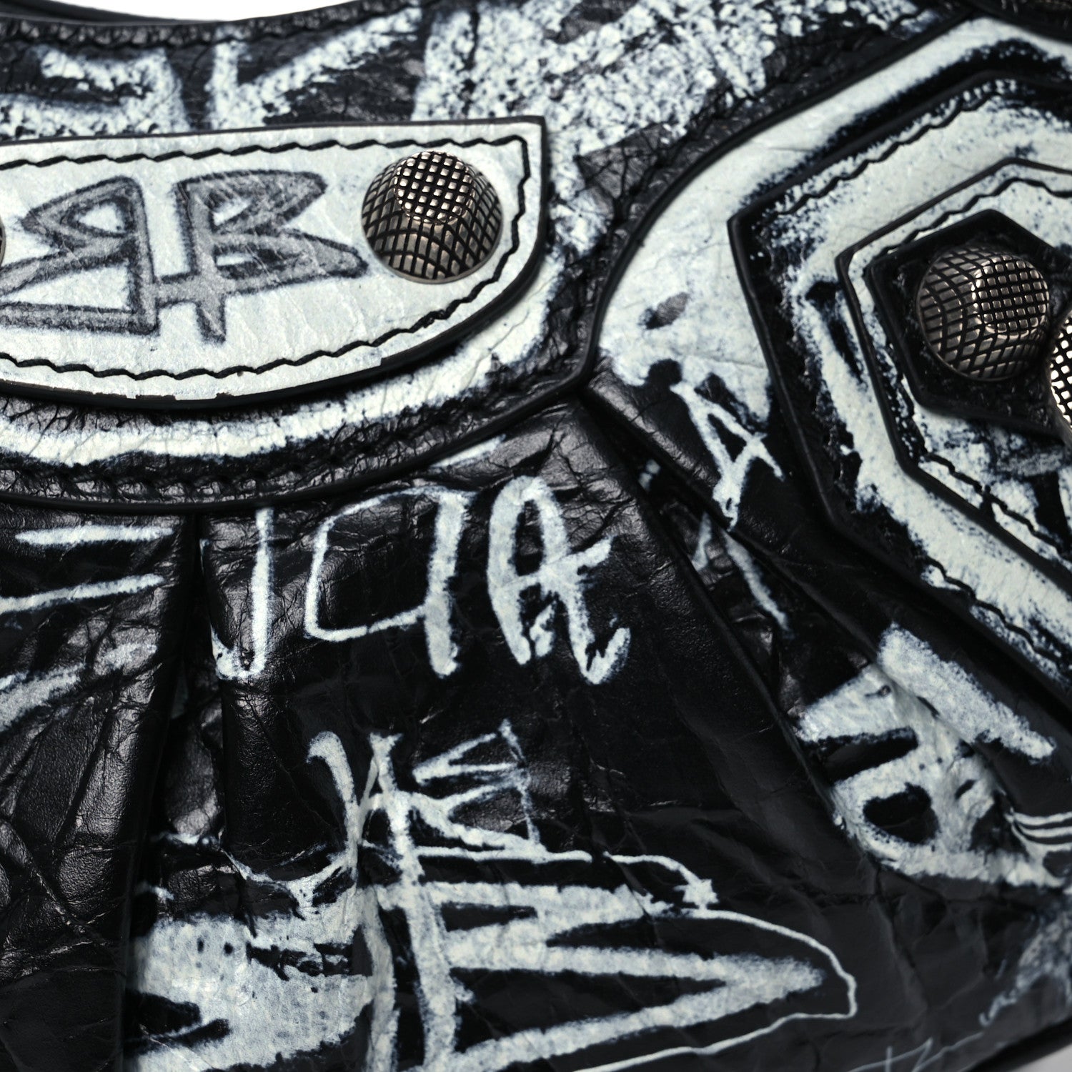 Balenciaga Agneau Arena Graffiti Le Cagole Shoulder Bag XS White Black 8 of 10